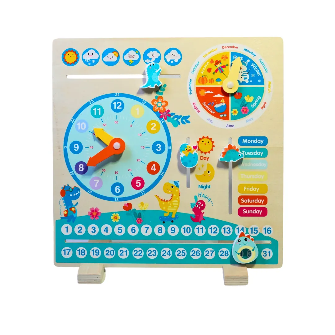 All in One Wooden Dinosaur Calendar Board