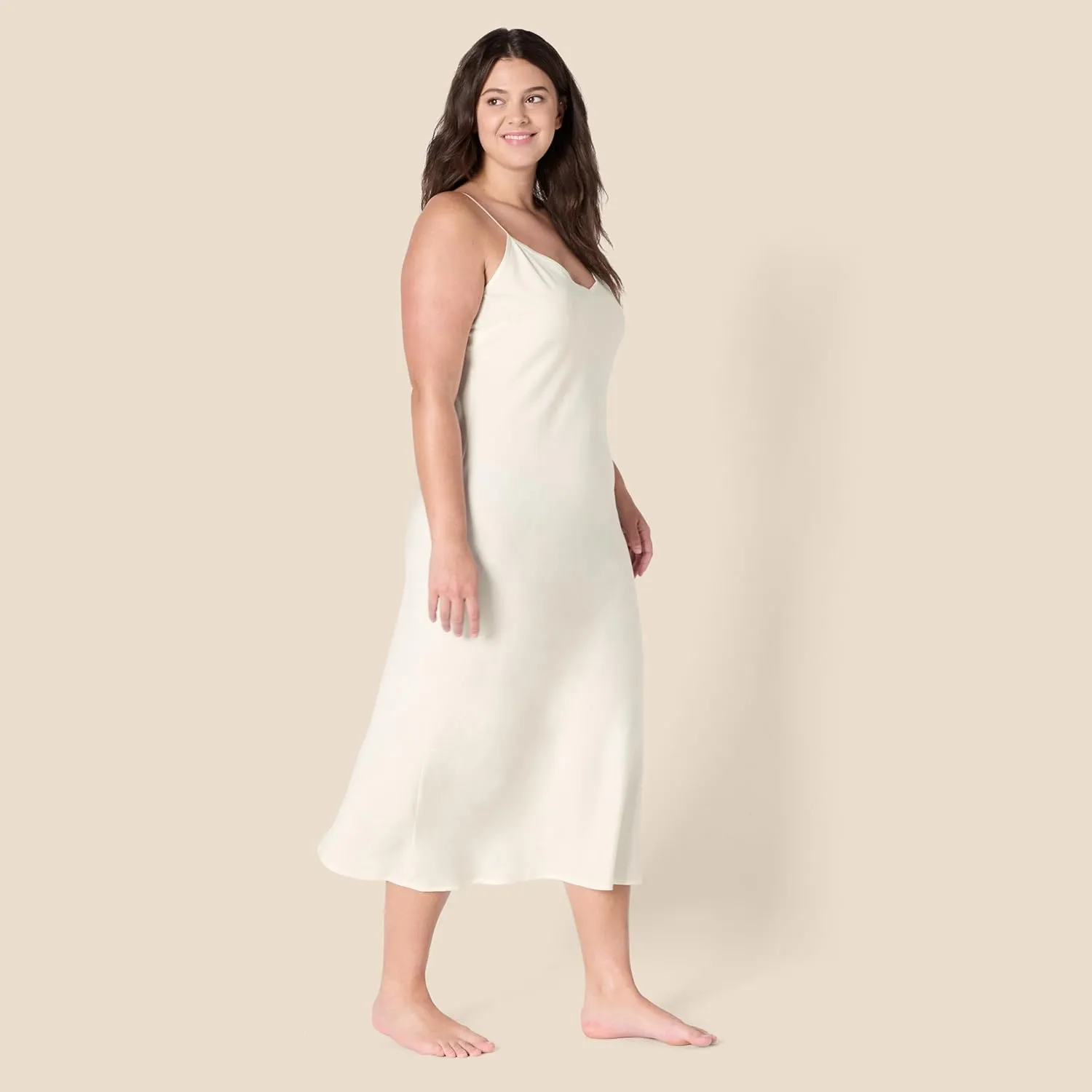 Amazon Essentials Women's Soft Satin Sleeveless Cami Midi Nightgown