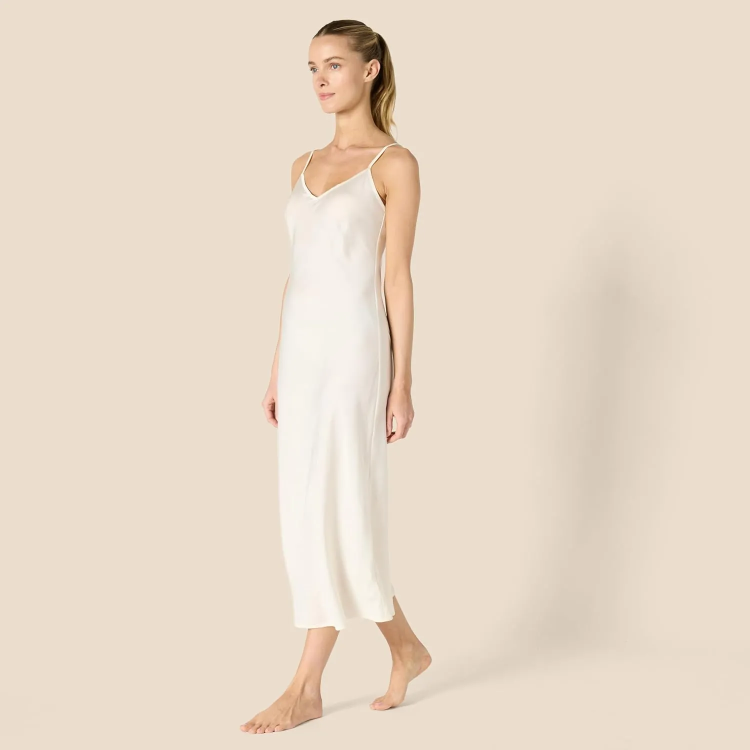 Amazon Essentials Women's Soft Satin Sleeveless Cami Midi Nightgown