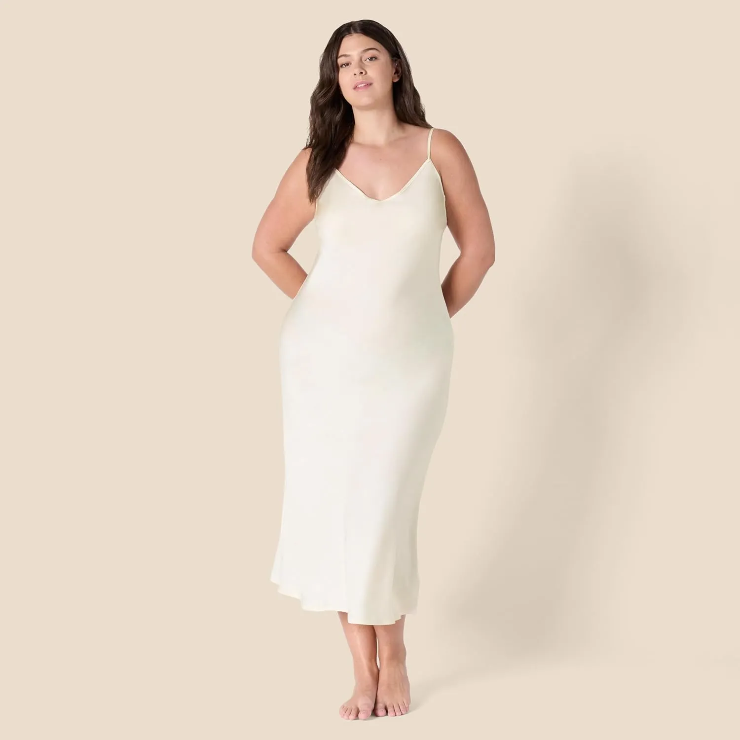 Amazon Essentials Women's Soft Satin Sleeveless Cami Midi Nightgown