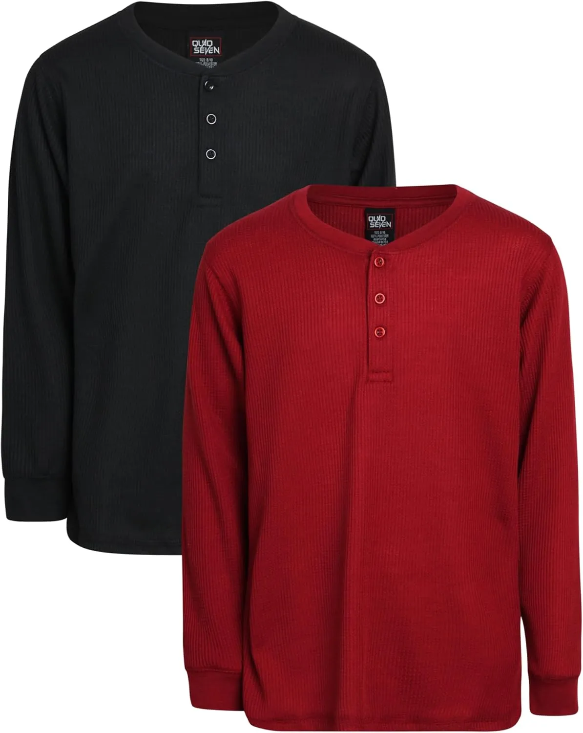 Boys' Shirt - 2 Pack Waffle Knit V-Neck or Henley Long Sleeve Thermal T-Shirt - Baselayer Shirt for Boys (8-18)