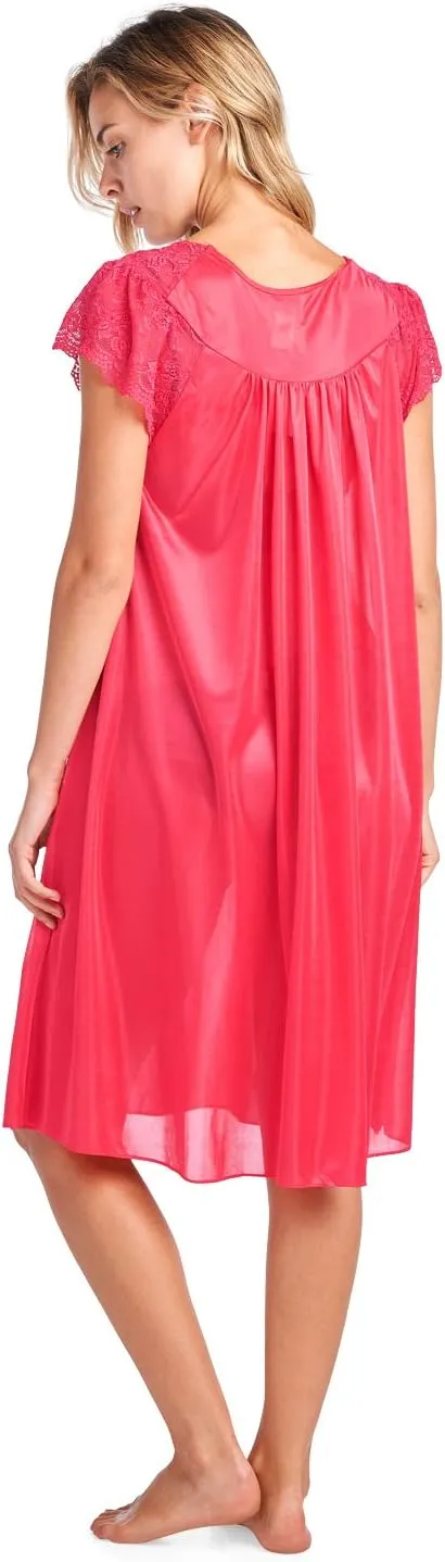 Casual Nights Women's Fancy Lace Neckline Silky Tricot Nightgown