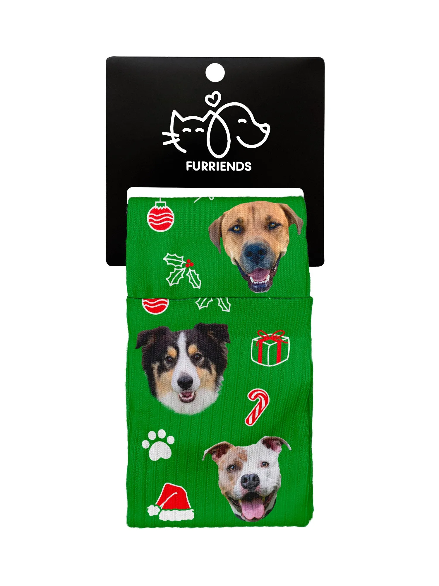 Custom Pet Face Festive Theme Crew Socks