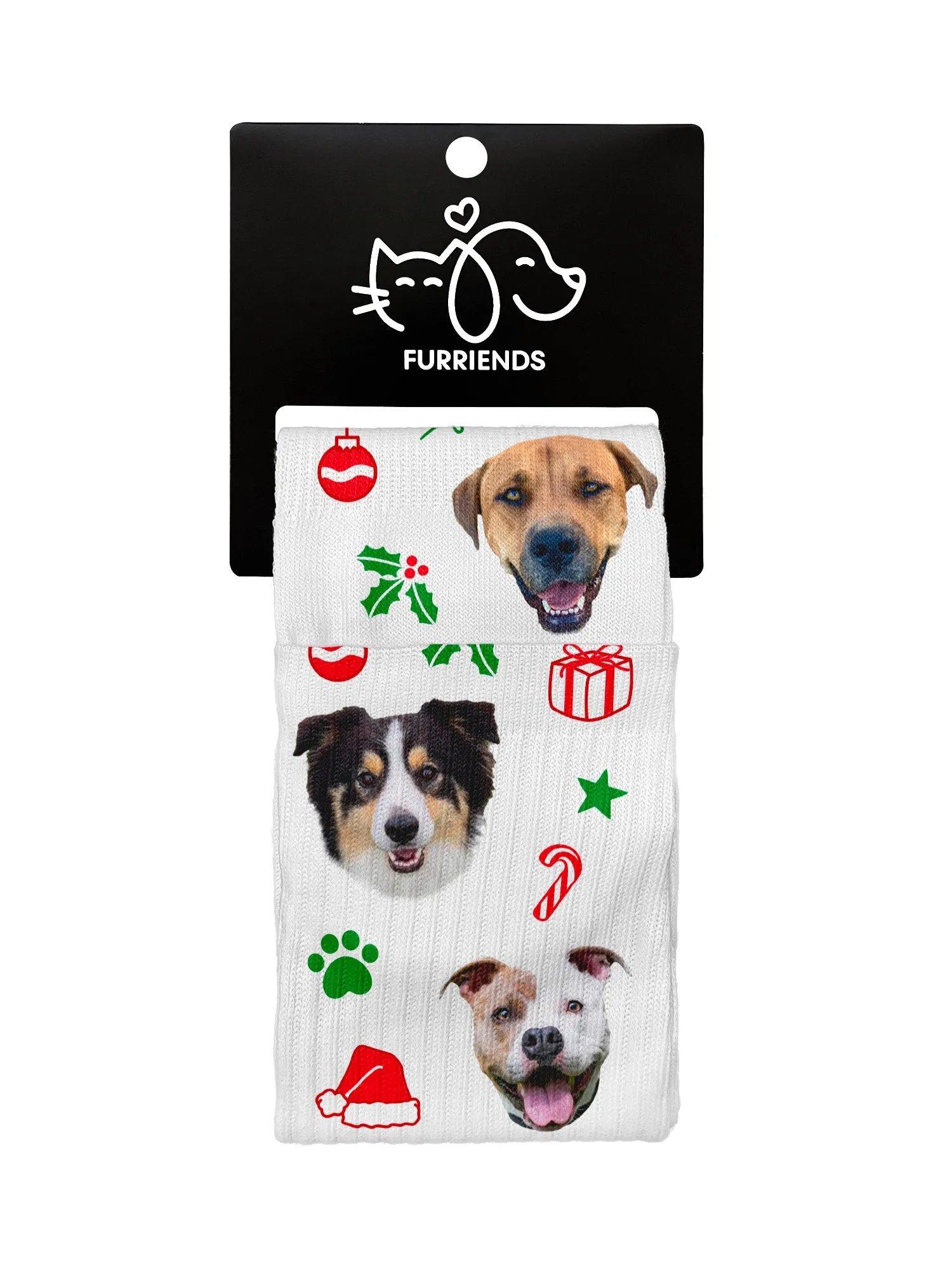 Custom Pet Face Festive Theme Crew Socks