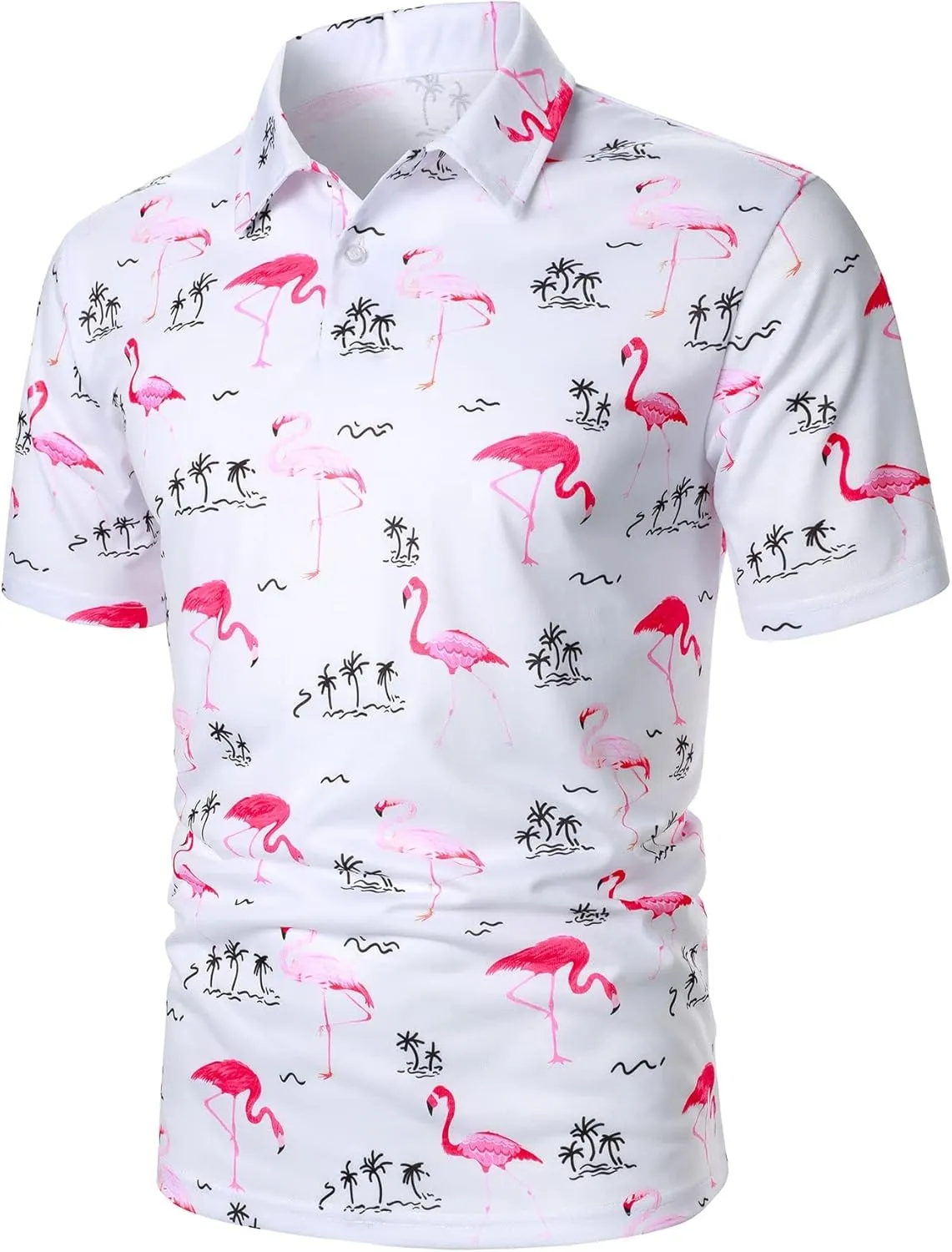 Floerns Men's Causal Short Sleeve Polo Shirts Contrast Collar Half Placket T-Shirts