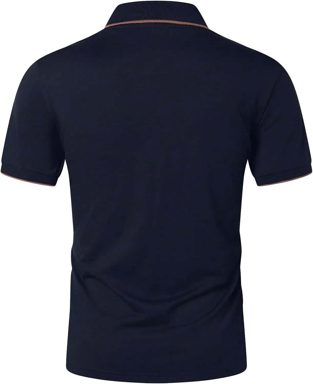 Floerns Men's Causal Short Sleeve Polo Shirts Contrast Collar Half Placket T-Shirts