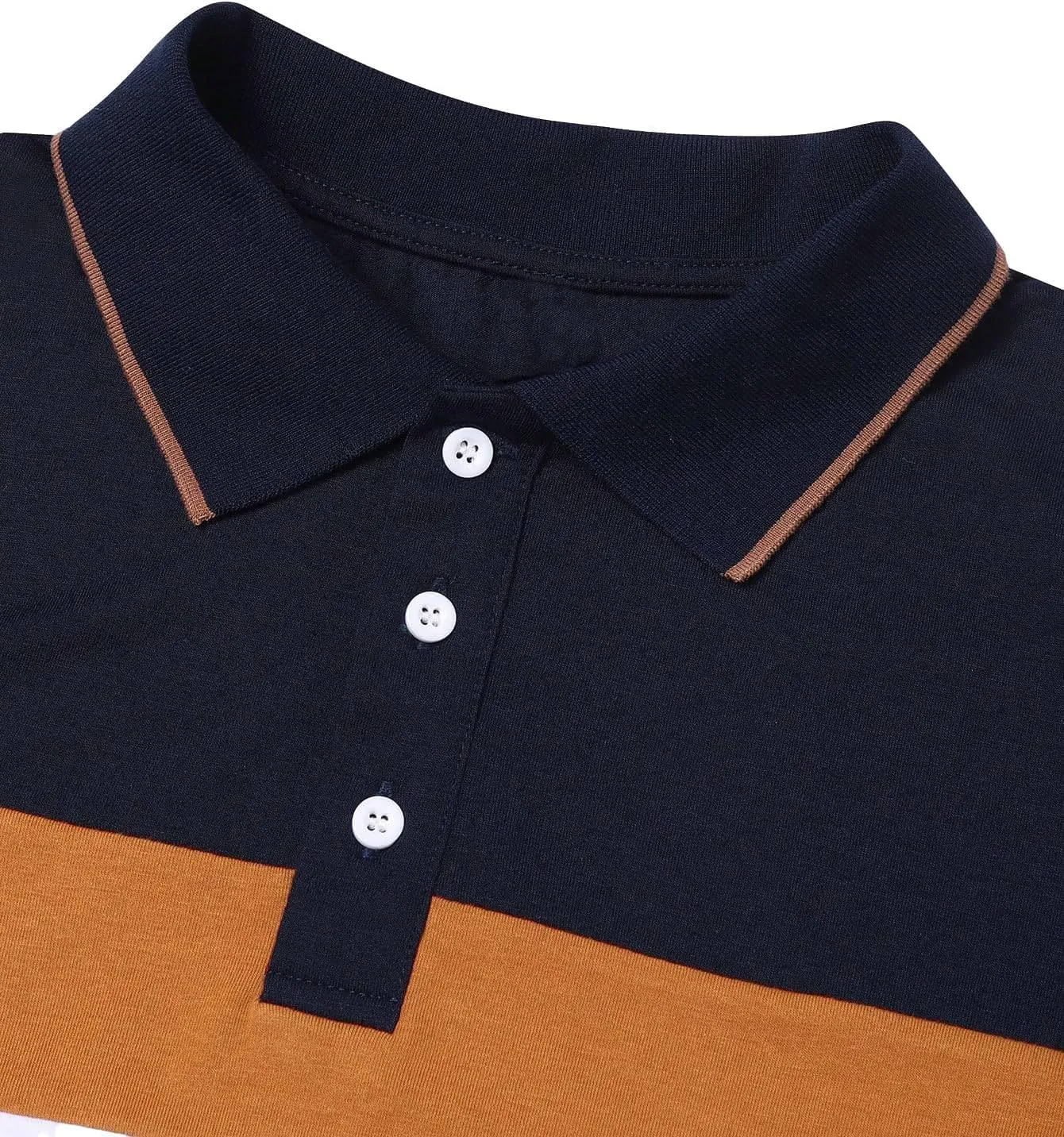 Floerns Men's Causal Short Sleeve Polo Shirts Contrast Collar Half Placket T-Shirts
