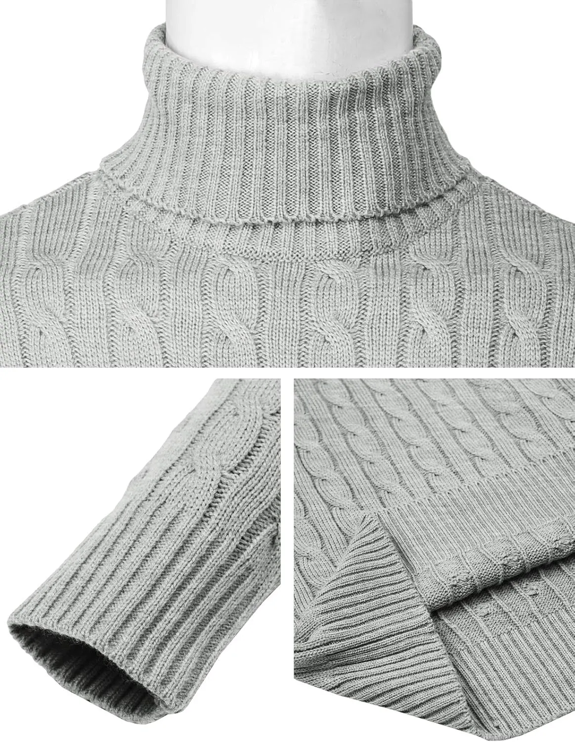 H2H Mens Slim Fit Turtleneck Pullover Sweaters Basic Tops Knitted Thermal