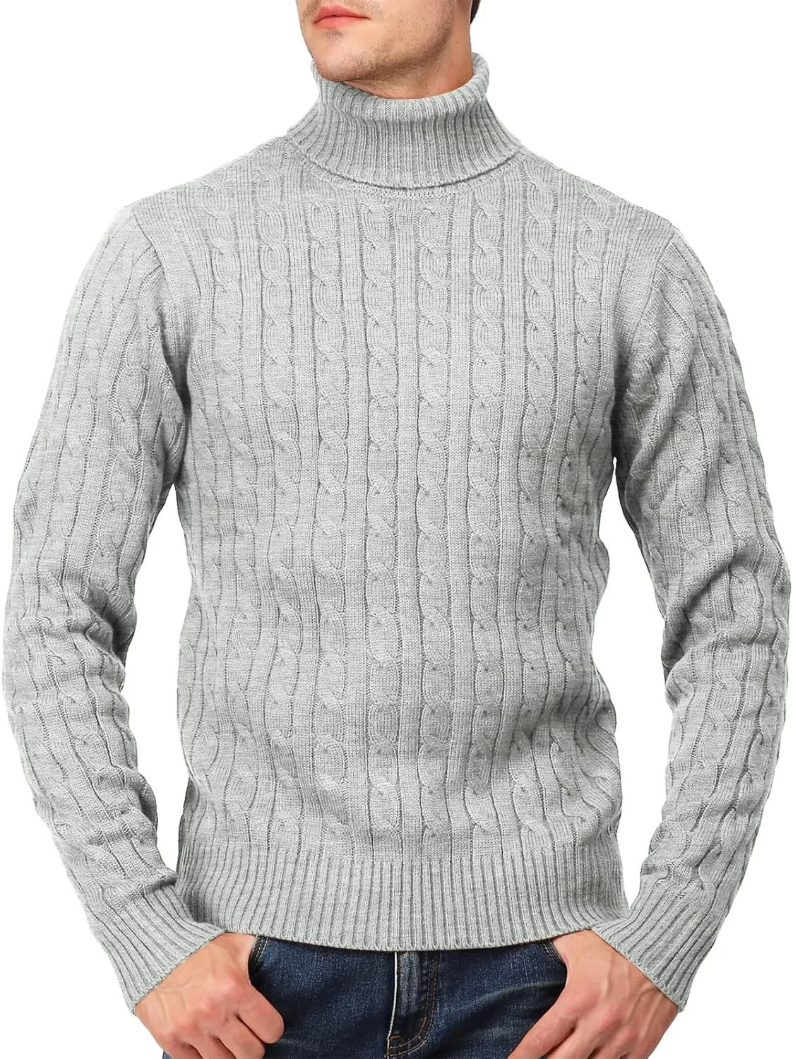 H2H Mens Slim Fit Turtleneck Pullover Sweaters Basic Tops Knitted Thermal