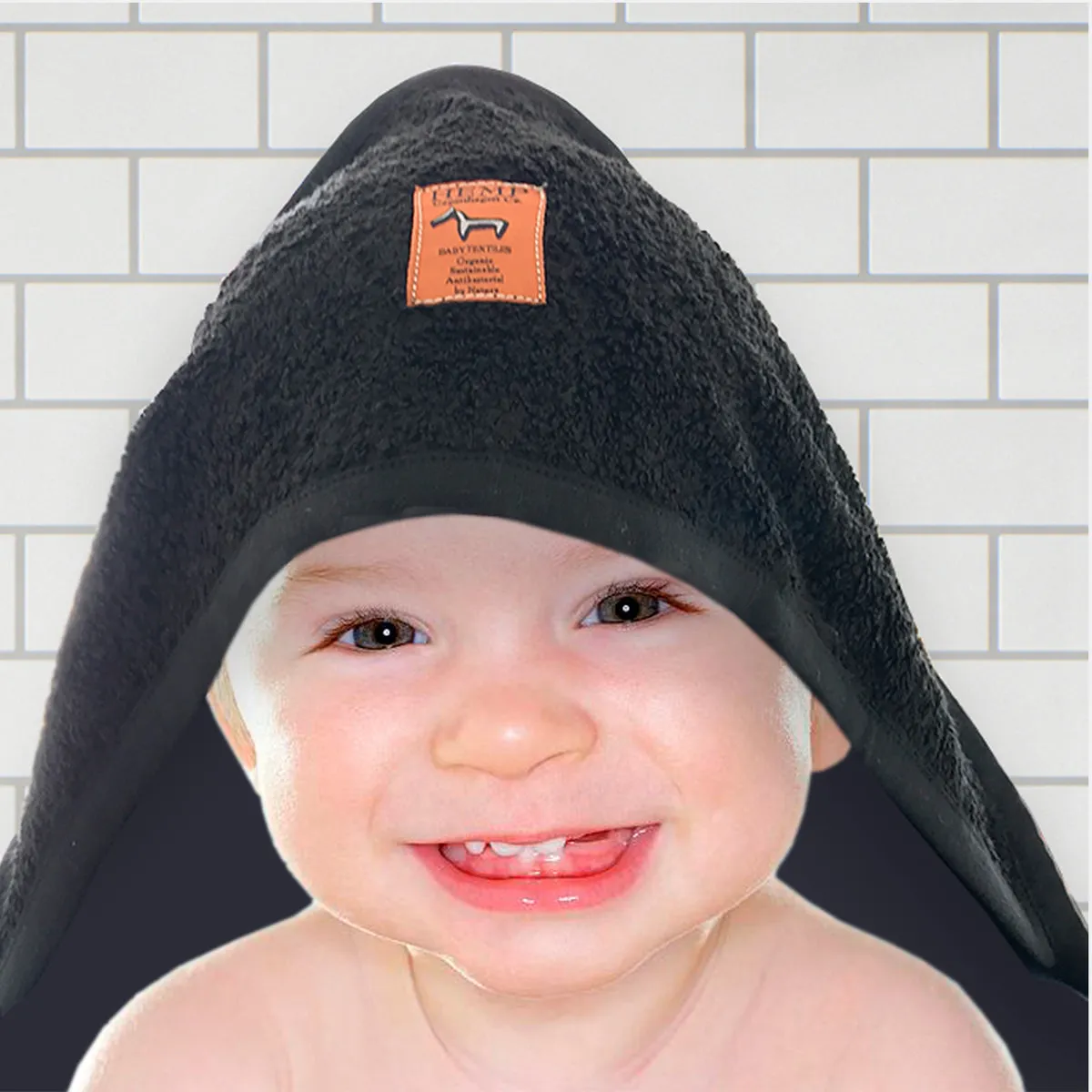 Hooded towel 100% Hemp Black (GOTS)