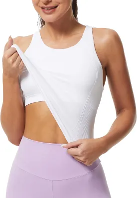 MathCat Workout Tank Tops for Women Racerback Basic Running Tanks Seamless Muscle Athletic Yoga Tops with Built in Bra
