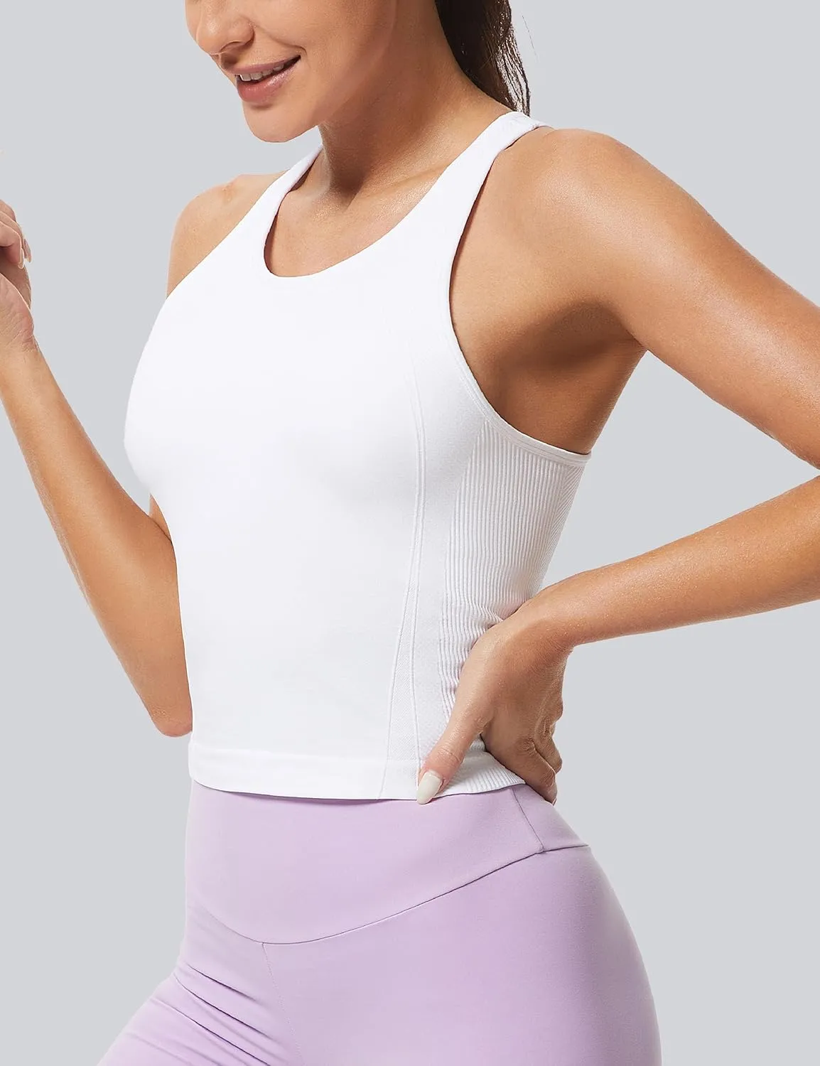 MathCat Workout Tank Tops for Women Racerback Basic Running Tanks Seamless Muscle Athletic Yoga Tops with Built in Bra