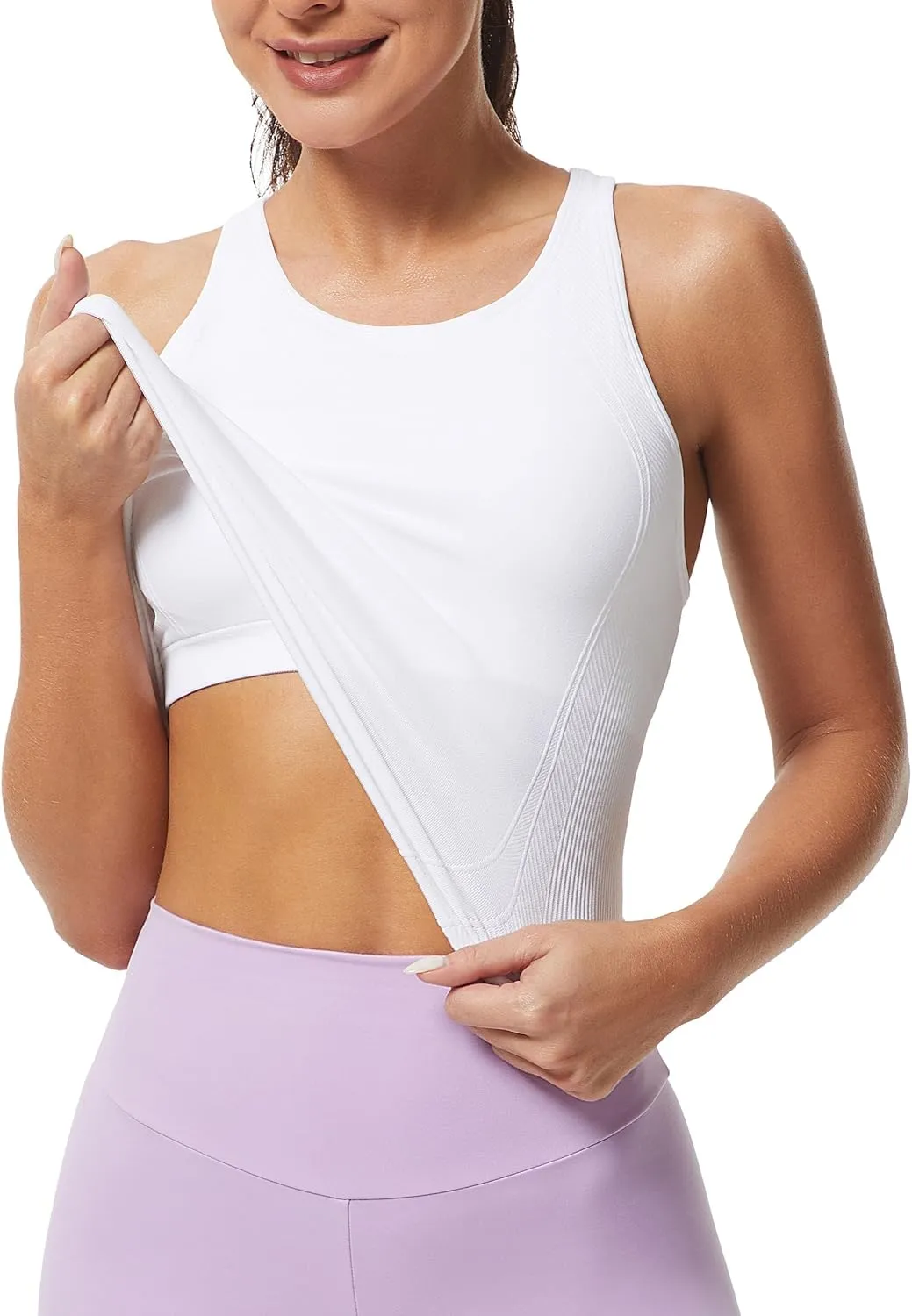 MathCat Workout Tank Tops for Women Racerback Basic Running Tanks Seamless Muscle Athletic Yoga Tops with Built in Bra