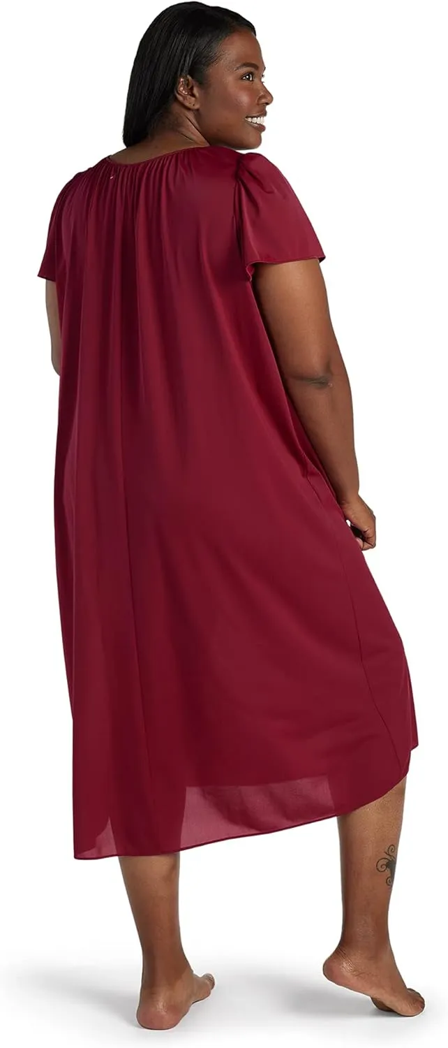 Miss Elaine Nightgown - Women's Long Tricot Nightgown, Short Flutter Sleeves, Comfortable Lightweight Fabric, Sleepwear