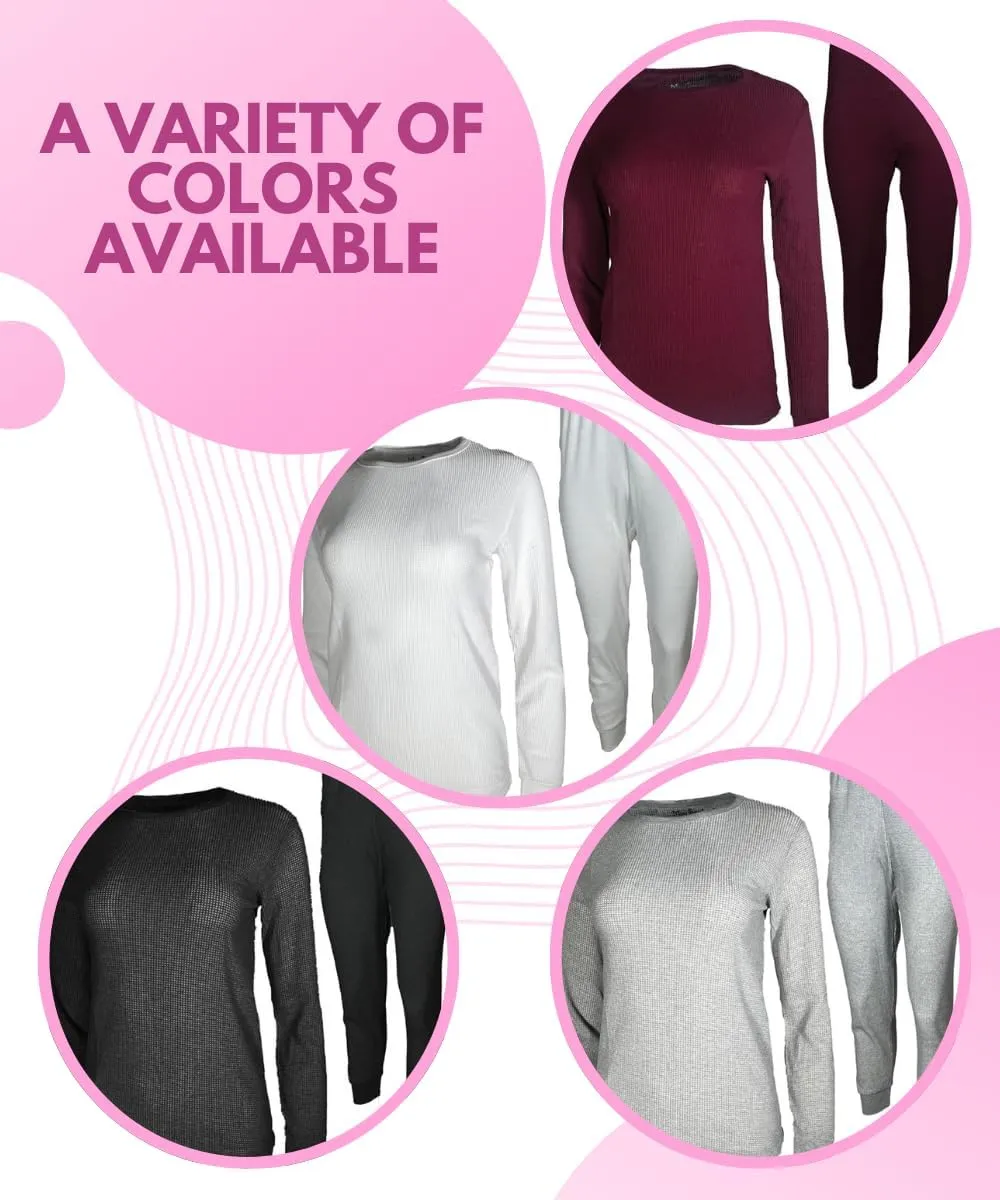 MISS POPULAR Womens 2-Piece Waffle Thermals Set | Long Sleeve Shirt, Pants | Thermal Base Layer Set for Cold Weather