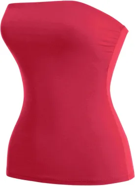 MixMatchy Women's Basic Casual Stretchy Long Bandeau Tube Top Strapless Undershirts