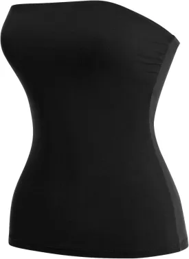 MixMatchy Women's Basic Casual Stretchy Long Bandeau Tube Top Strapless Undershirts