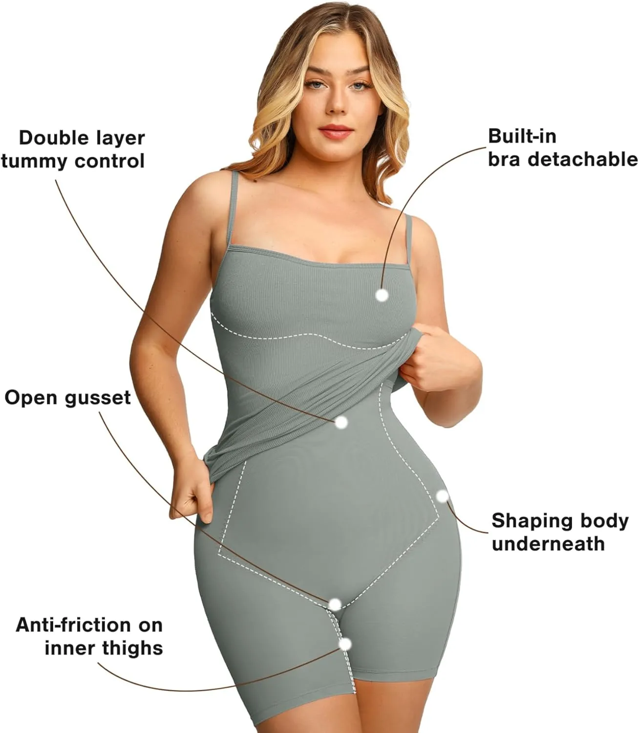 Popilush Summer Dresses for Women 2025 - Club Dress Cocktail Shapewear Mini Dress Spaghetti Straps Dinner Date Night Bodycon