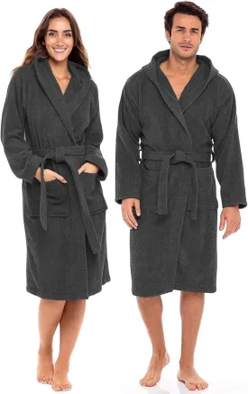 Pristine Linen Cotton Terry Hooded Bathrobe for Women Cotton Robes Terry Cloth Robes for Men Towel Robe Unisex Men & Women