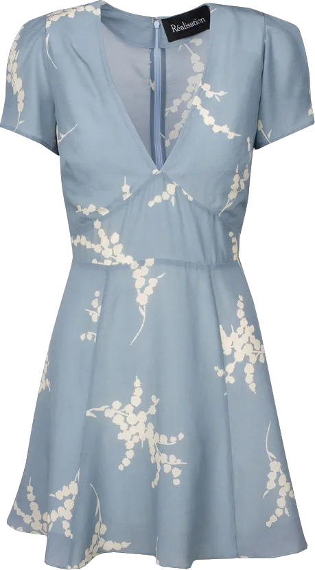 Réalisation Par The Luella Silk Mini Dress In Summer Loving Blue UK XXS