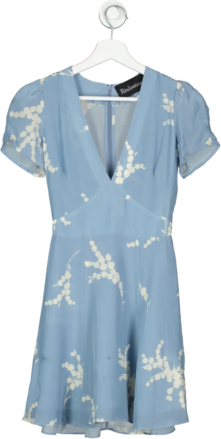Réalisation Par The Luella Silk Mini Dress In Summer Loving Blue UK XXS