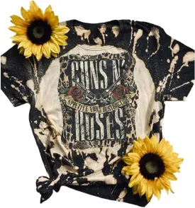 Rock Music Bleached T-Shirt Women Vintage Graphic Rock Concert Band Tee Tops Casual Band Music Lovers T-Shirt