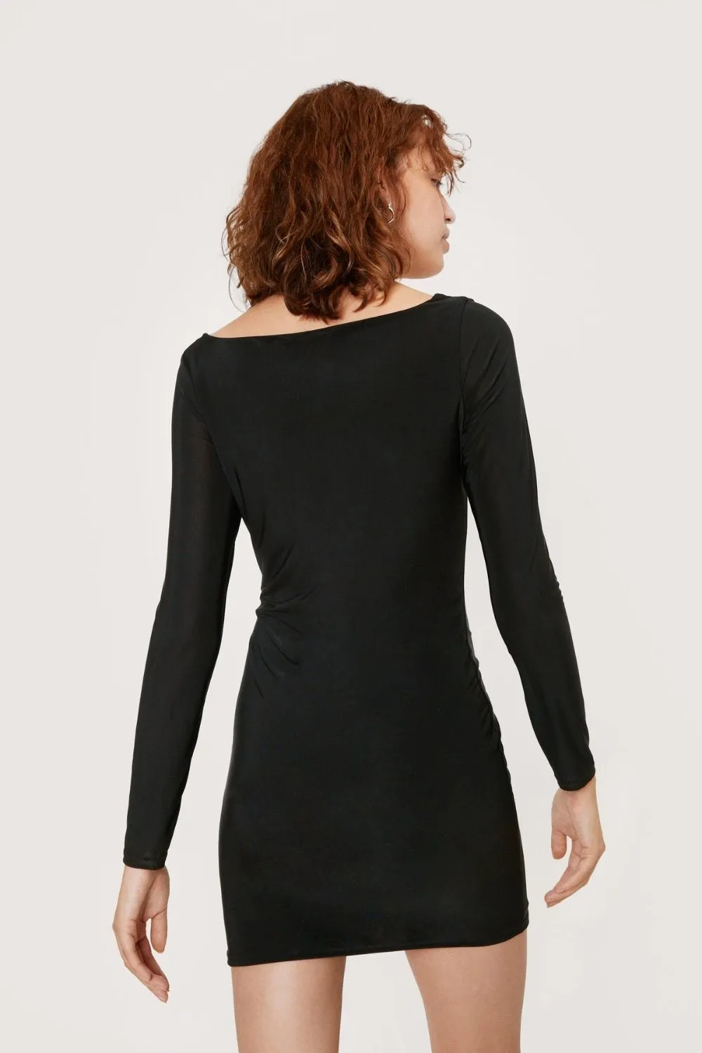 Round neck key hole bodycon dress
