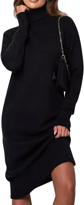 Turtle Neck Dress for Women,Womens Fall and Winter Fashion Sexy Slim Waisted Package Hip Dating Long Sleeve Dresses