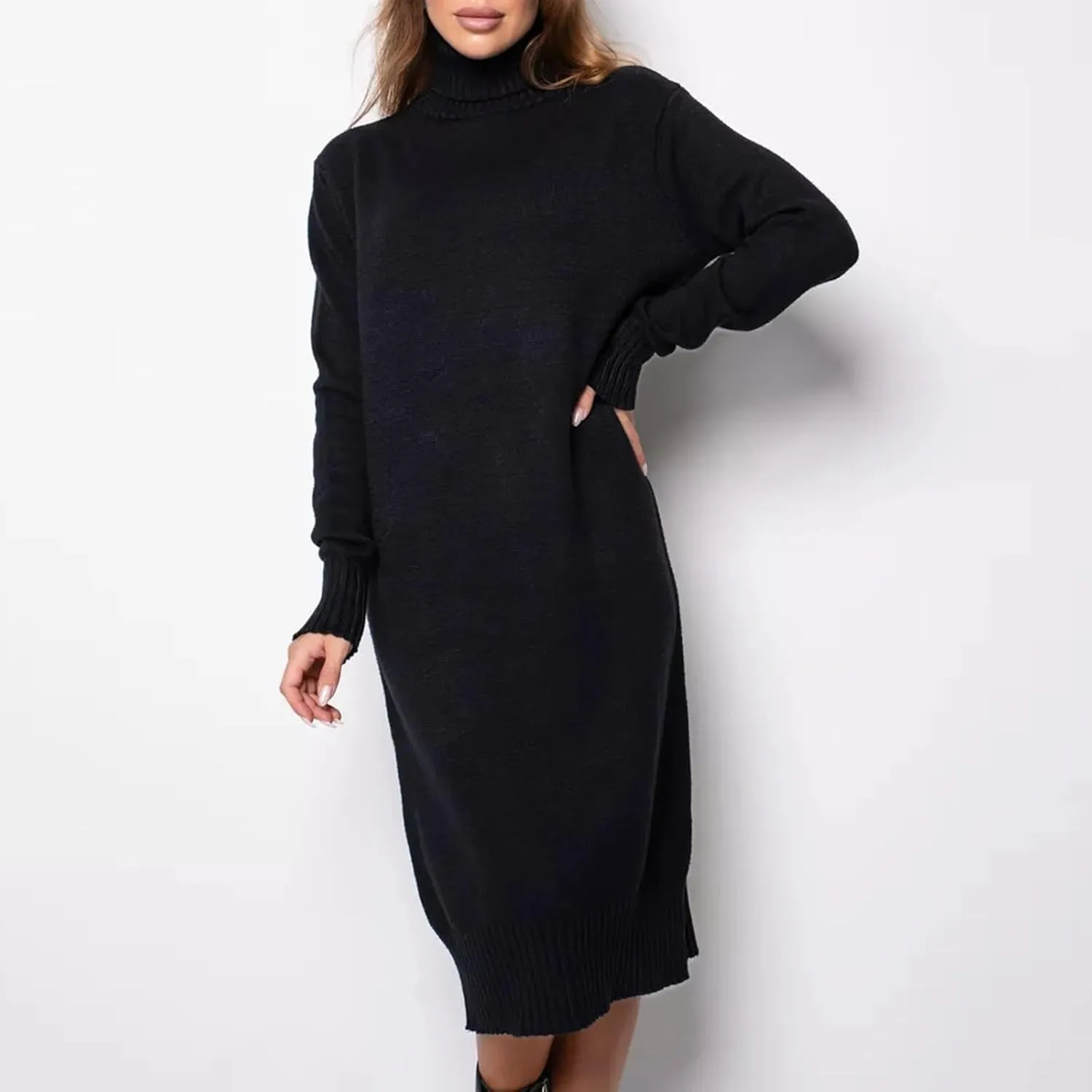 Turtle Neck Dress for Women,Womens Fall and Winter Fashion Sexy Slim Waisted Package Hip Dating Long Sleeve Dresses
