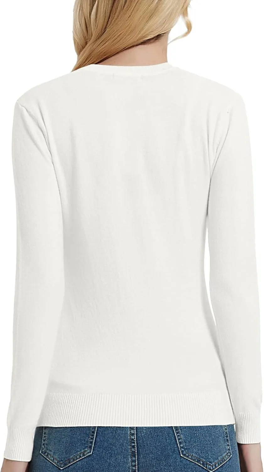 Urban CoCo Women's V Neck Long Sleeve Solid Classic Knit Pullover Sweater Tops