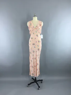 Vintage 1930s Bias Cut Floral Print Nightgown