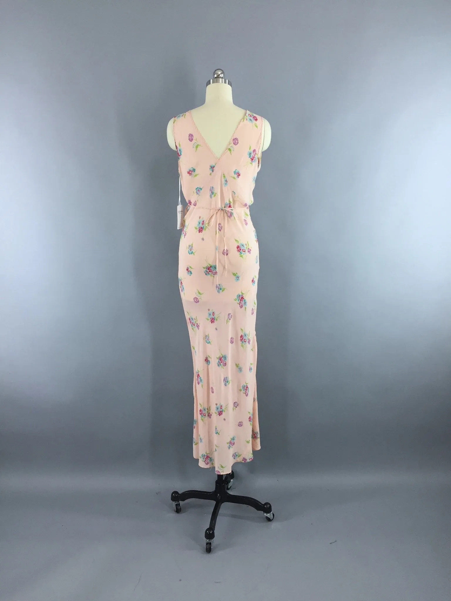 Vintage 1930s Bias Cut Floral Print Nightgown