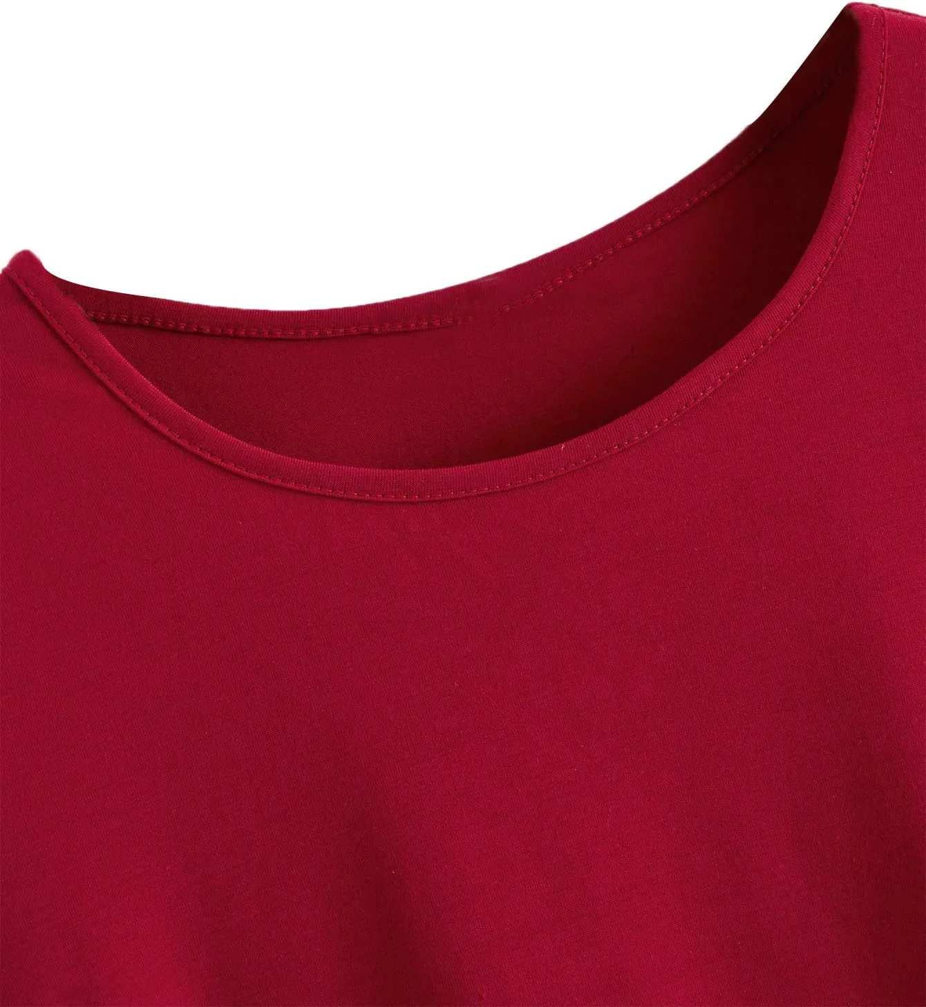 WDIRARA Women's Casual Ruffle Sleeve Round Neck Solid Tee Shirt
