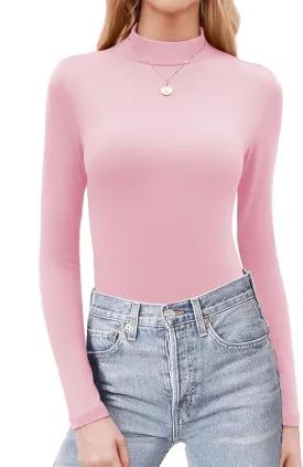 Zeagoo Womens Long Sleeve Shirts Mock Neck Basic Slim Fitted Tops Lightweight Stretch Base Layer T-Shirt