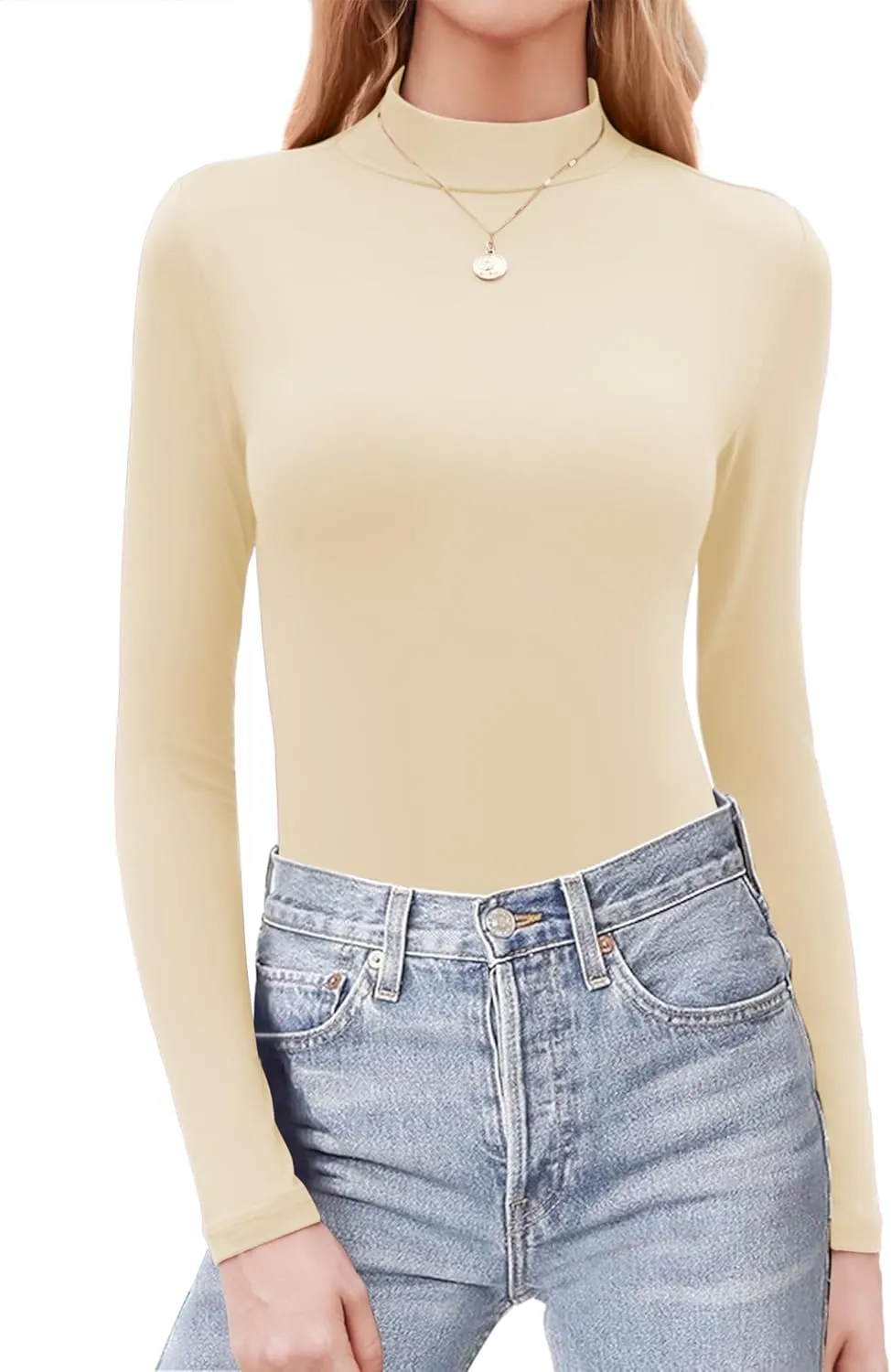Zeagoo Womens Long Sleeve Shirts Mock Neck Basic Slim Fitted Tops Lightweight Stretch Base Layer T-Shirt